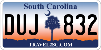 SC license plate DUJ832