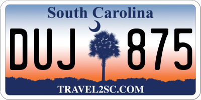 SC license plate DUJ875