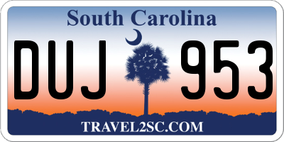 SC license plate DUJ953