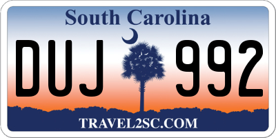SC license plate DUJ992