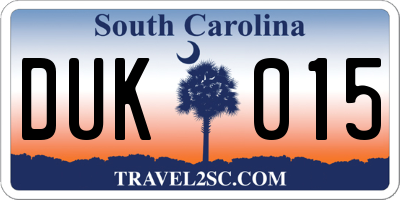 SC license plate DUK015