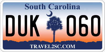 SC license plate DUK060