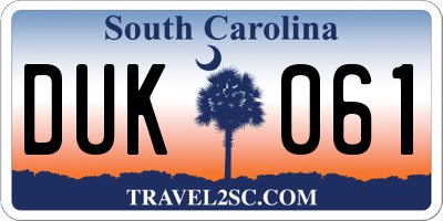 SC license plate DUK061