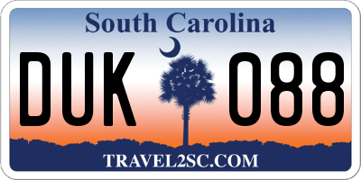 SC license plate DUK088