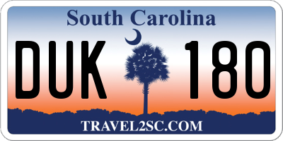 SC license plate DUK180