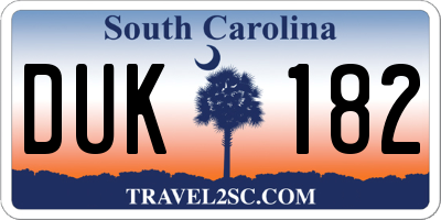 SC license plate DUK182