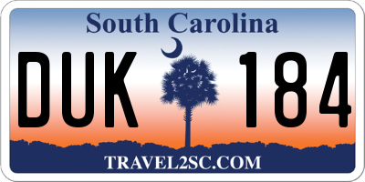 SC license plate DUK184