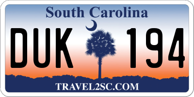 SC license plate DUK194