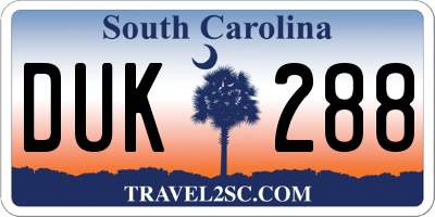 SC license plate DUK288
