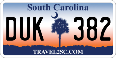 SC license plate DUK382