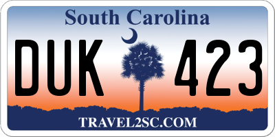 SC license plate DUK423