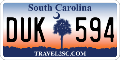 SC license plate DUK594