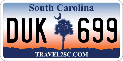 SC license plate DUK699