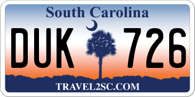 SC license plate DUK726