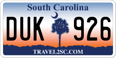 SC license plate DUK926