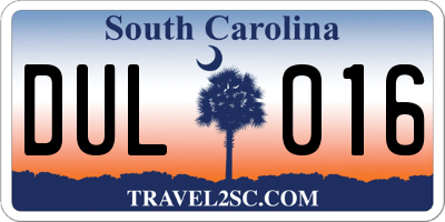 SC license plate DUL016