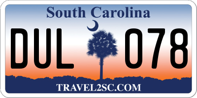 SC license plate DUL078