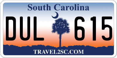 SC license plate DUL615