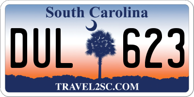 SC license plate DUL623