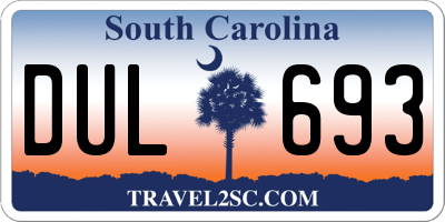SC license plate DUL693