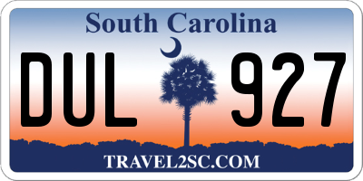 SC license plate DUL927