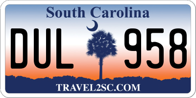 SC license plate DUL958