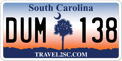 SC license plate DUM138
