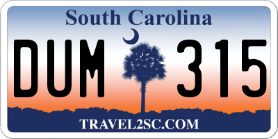 SC license plate DUM315