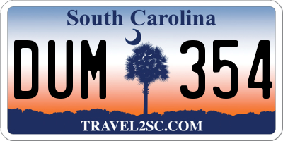 SC license plate DUM354
