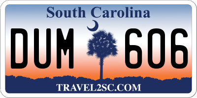 SC license plate DUM606