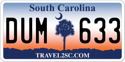 SC license plate DUM633
