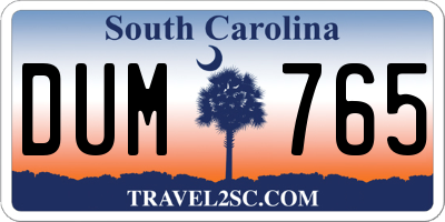SC license plate DUM765