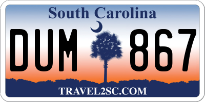 SC license plate DUM867
