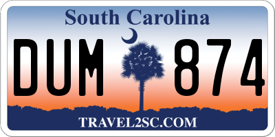 SC license plate DUM874
