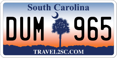SC license plate DUM965