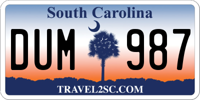 SC license plate DUM987