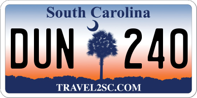 SC license plate DUN240