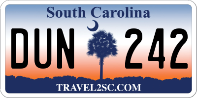 SC license plate DUN242