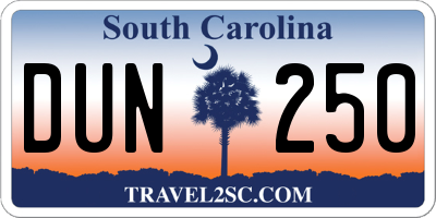 SC license plate DUN250