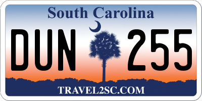 SC license plate DUN255
