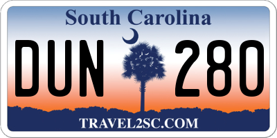 SC license plate DUN280