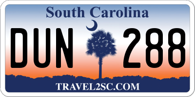 SC license plate DUN288