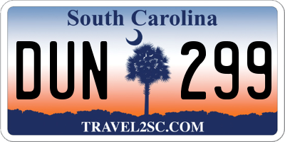 SC license plate DUN299