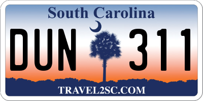 SC license plate DUN311