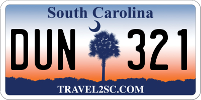 SC license plate DUN321