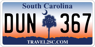 SC license plate DUN367