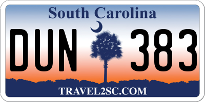 SC license plate DUN383
