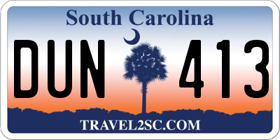 SC license plate DUN413