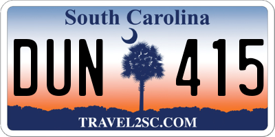 SC license plate DUN415