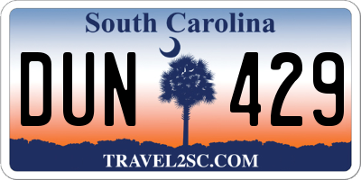 SC license plate DUN429